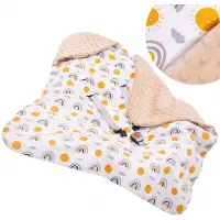 Springos Vauvan peitto turvaistuimeen ja kantokoppaan SB0051, 77x77 cm, kaksipuolinen huppupeitto, beige/monivärinen