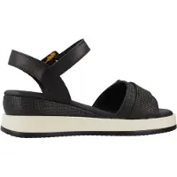Carmela for woman. 16222701-NEGRO Sandals 162227 black (40), Fabric, 5 to 8 cm, Buckle, Casual