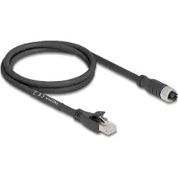DeLOCK 80589, 1 m, Cat5e, S/FTP (S-STP), M12, RJ-45, Musta
