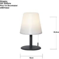 Star Trading Gardenlight Kreta -LED-pöytävalaisin, akku, 26,5cm, Musta, Synteettinen materiaali, Moderni
