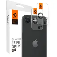Spigen Optik Pro EZ Fit, Apple, iPhone 16e, Naarmuuntumisenkestävä, musta, Läpinäkyvä, 2 kpl