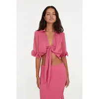 ROTATE Chiffon Tied Top - Pink - 34