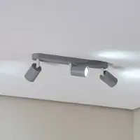 TK Lighting Kattokohdevalo Livia, harmaa, 52 cm, 3-lamppuinen, metalli, GU10 Livia , himmennettävä, Alumiini/harmaa/sinkki, Lastenhuone, Metalli