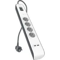 Belkin Surge power strip 525J, 4 Schuko sockets, 2x USB-A, 2m