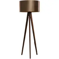 QAZQA Jalallinen lattiavalaisin, pähkinäpuu, pronssi samettivärinen varjostin 50 cm - Tripod Classic