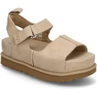Ugg for woman. 1167356 Goldenstar Hi beige leather sandals (38), 3 to 5 cm, Velcro, Casual