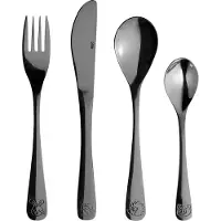 Aida Atelier Mini - Børnebestik 4 Dele Sæt Sort - Silver - ONE SIZE
