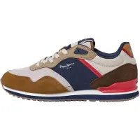 Pepe Jeans for man. PMS40035 London Life brown leather trainers (41), Flat, Suede, Laces, Casual