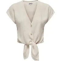 ONLY Onlsiesta Ss Knot Lin Bl Shirt Pnt Noos - Cream - XS