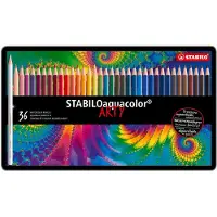 Stabilo aquacolor Vesiväritettävä värikynäsarja metallirasiassa, jossa on 36 kynää.