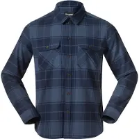 Bergans Nordmarka Flanellipaita Miehille Granite Blue/Navy Blue Check XXL