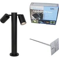 QAZQA Ulkovalaisin musta maapiikillä ja kaapelitiivisteellä 45cm 2-lamppuinen IP44 - Duo