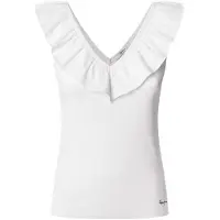 Pepe Jeans for woman. PL506050 V-neck ribbed top Millie white (XL), Casual, Cotton, Sleeveless / Straps, Sustainable