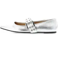 Bianco Biarose Karré Mary Jane Flat Faux Leather - Silver - 39