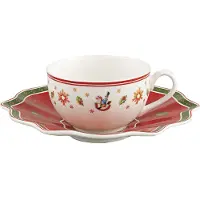 Villeroy & Boch - Toy's Delight Kahvikuppi ja aluslautanen 17 cl Valkoinen/Punainen