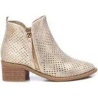 Xti for woman. 14396101-ORO Leather ankle boots 143961 gold (36), 5 to 8 cm, Zip, Casual