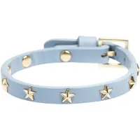 Dark Leather Star Stud Bracelet Mini ? Light Blue