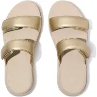 FitFlop F-Mode Go Adjustable Flatform Two-Bar Slides - Gold - 40
