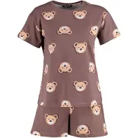 Trendyol Pyjamashortsit umbra / cappuccino / musta / valkoinen