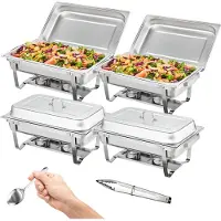 Vevor 4 pakkauksen suorakaiteen muotoinen hankausastiasetti täysikokoisella 8Qt pannun kehyksellä polttoaineteline