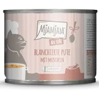 MjAMjAM Economy Pack 24x185g on Gravy Blanched Turkey with Mussels Märkä kissanruoka