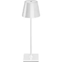 Sigor Nuindie 380mm pyöreä lumivalkoinen akkukäyttöinen pöytävalaisin, 2.2W FlexMood 2200K/2700K, IP54, 168/197lm Ra85 himmennys