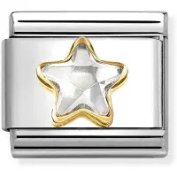 Nomination Composable Classic c.z Faceted STAR in Classic gold White 030614/010