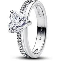 Pandora Heart Sterling Silver Ring With Clear Cubic Zirconia - Silver - 58