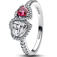 Pandora Hearts Sterling Silver Ring With Cherries Jubilee Red Crystal And Clear Cubic Zirconia - Silver - 52