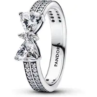 Pandora Bow Sterling Silver Ring With Clear Cubic Zirconia - Silver - 52