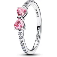 Pandora Bow Sterling Silver Ring With Fancy Pink And Clear Cubic Zirconia - Pink - 50
