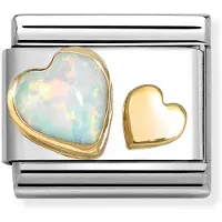 Nomination Composable Stones in steel and 750 gold White OPAL heart 030520/10