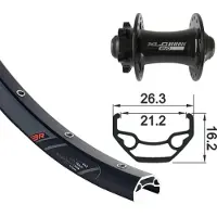 Rodi Black Rock Front Wheel 26x1.9" XLC Disc 6-bolt TA 15mm, musta 32H 2021 MTB-etukiekot