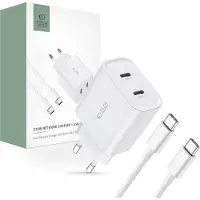 Tech-Protect C20W 2-PORT NETWORK CHARGER PD20W + TYPE-C CABLE WHITE
