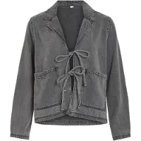 Vila Vikiki L/S Tie Denim Jacket Dgd - Grey - 34