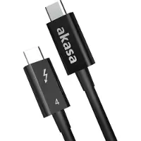 Akasa Thunderbolt 4 -kaapeli, 40 Gbps, 8K60Hz/4K120Hz, PD 100W, 1m, musta