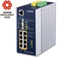 Planet IP30 DIN-rail Industrial L3 8P Hallittu Gigabit Ethernet (10/100/1000) Alumiini, Sininen (IGS-6325-8UP2S2X)