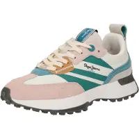 Pepe Jeans for woman. PLS60038 Lucky mains multicoloured leather trainers (39), Flat, Suede, Laces, Casual, Multicolor