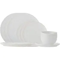 Bloomingville Addison Dinnerware Set, White, Stoneware - White - ONE SIZE