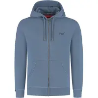 Superdry for man. M2014128B Essential Logo Zip blue sweatshirt (M), Casual, Cotton, Long sleeve