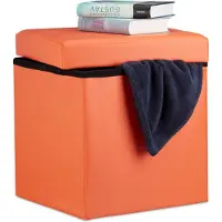 Relaxdays Taittuva istuin saranoidulla kannella 38x38x38cm, oranssi