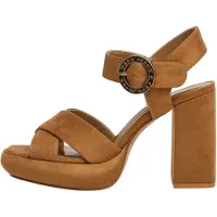 Pepe Jeans for woman. PLS90701 Brown Lenny Logo Sandals (37), 8 to 10 cm, Buckle, Casual, Party