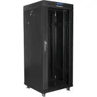 Lanberg free standing rack 19inch cabinet 27U 600x600 glass door LCD flat pack black, Itseseisova teline, 27U, 800 kg (FF01-6627-12BL)
