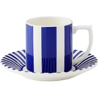 Spode - Steccato Espressokuppi ja aluslautanen 8 cl Koboltinsininen