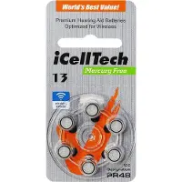 ICellTech – 13 PR48 Zinc-air batteries for hearing aid devices, Mercury Free, 1.45V 6-Pack