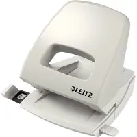 Leitz Nexxt 5005 rei'itin, reikäkapasiteetti: 25 arkkia, harmaa metallipohja, muovinen pohja, pysäytyskiskolla (5005-00-85)