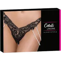 Cottelli collection Thong with embroidery lace & pearl string