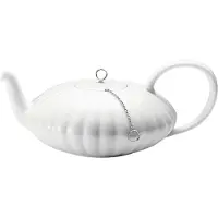 Georg Jensen Bernadotte teekannu, posliinia ja ruostumatonta terästä
