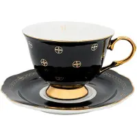Hilke Collection Anima Gemella Nero kuppi ja aluslautanen 22 cl