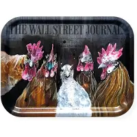 LISA TÖRNER ART - Tarjotin Roosters of Wall Street 33x43 cm